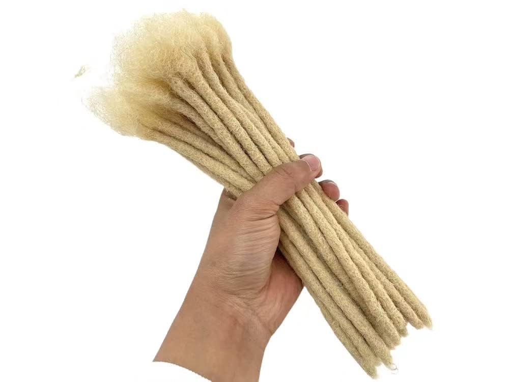 Dreadlock Extension Human Hair 8inch 0.8cm Width 100% Permanent Huamn Hair Loc Extension Can Be Dyed Bleached Curled Handmade Loc Extension for Men Women (30 Strands Natual Black)