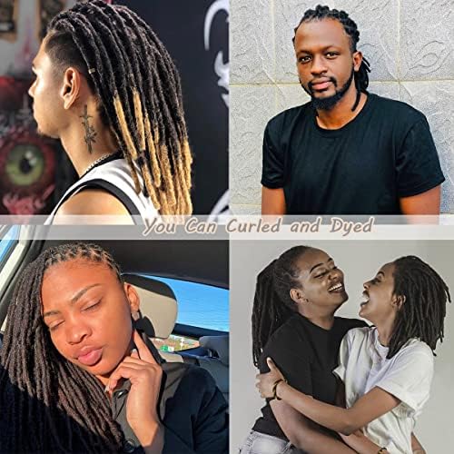 Dreadlock Extension Human Hair 8inch 0.8cm Width 100% Permanent Huamn Hair Loc Extension Can Be Dyed Bleached Curled Handmade Loc Extension for Men Women (30 Strands Natual Black)