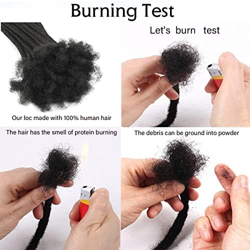 Dreadlock Extension Human Hair 8inch 0.8cm Width 100% Permanent Huamn Hair Loc Extension Can Be Dyed Bleached Curled Handmade Loc Extension for Men Women (30 Strands Natual Black)
