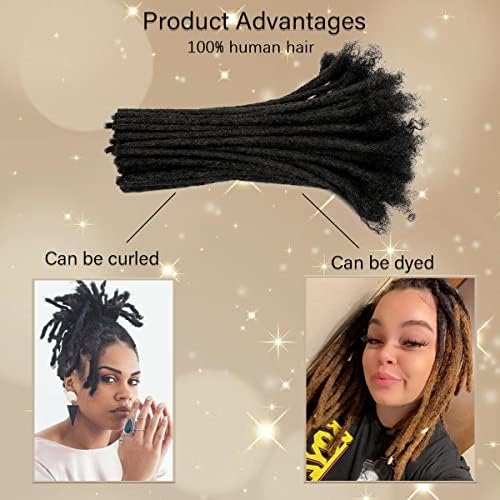 Dreadlock Extension Human Hair 8inch 0.8cm Width 100% Permanent Huamn Hair Loc Extension Can Be Dyed Bleached Curled Handmade Loc Extension for Men Women (30 Strands Natual Black)