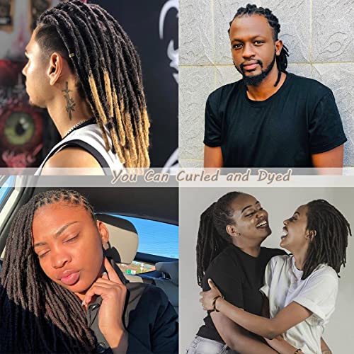 Dreadlock Extension Human Hair 8inch 0.8cm Width 100% Permanent Huamn Hair Loc Extension Can Be Dyed Bleached Curled Handmade Loc Extension for Men Women (30 Strands Natual Black)