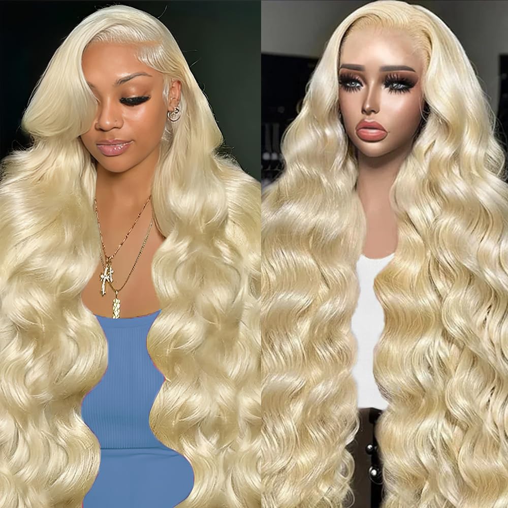 613 13x6 Lace Front Wig Human Hair 28 Inch Blonde Wig Human Hair 200% Density Body Wave HD Blonde Lace Front Wigs Human Hair Pre Plucked 613 Lace Front Wig Human Hair