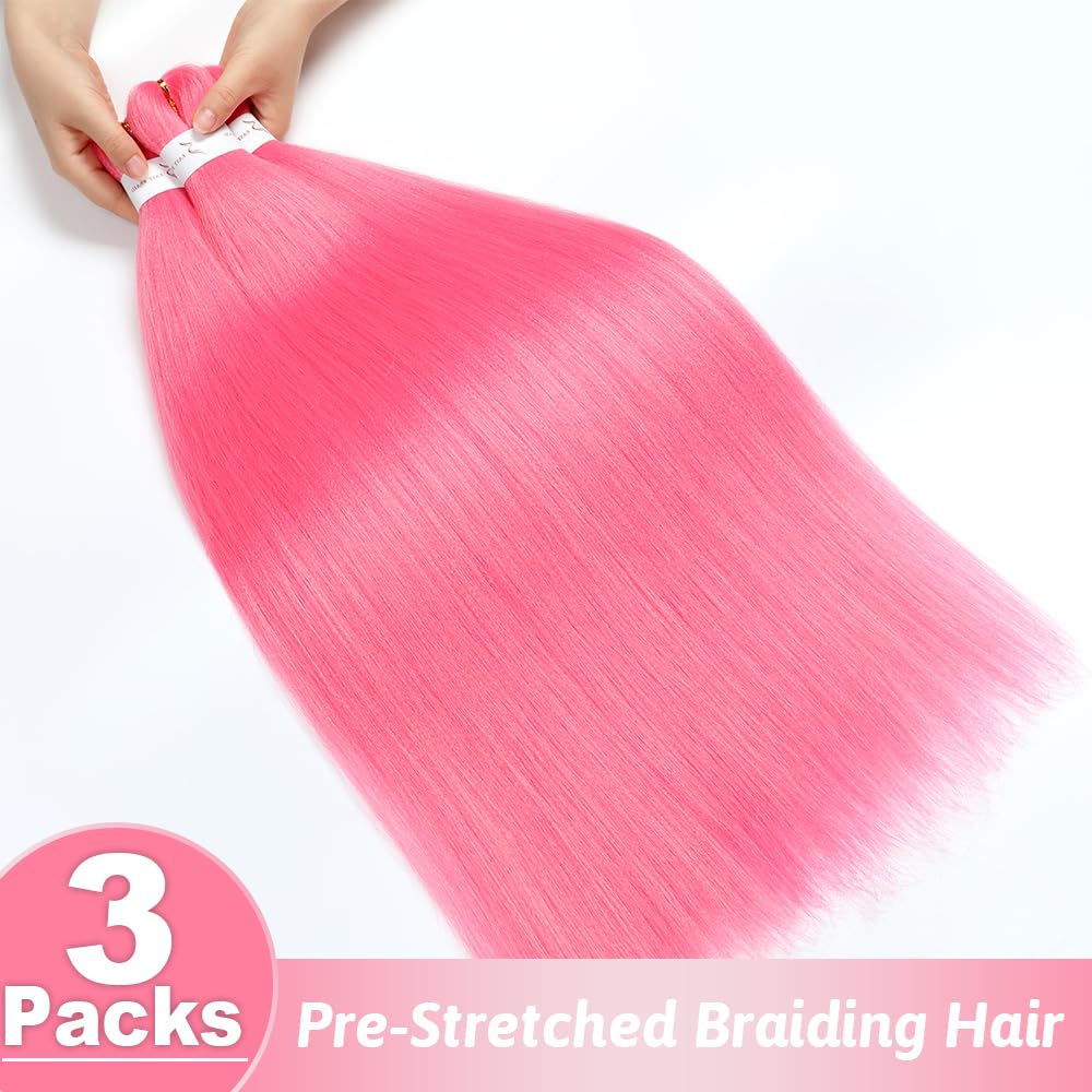 Braiding Hair Pre Stretched 24 Inch 8 Packs Ombre Braiding Hair Professional Soft Braiding Hair Yaki Texture, No Itch, Hot Water Setting Hair Extensions for Braids (24in,1B/30)