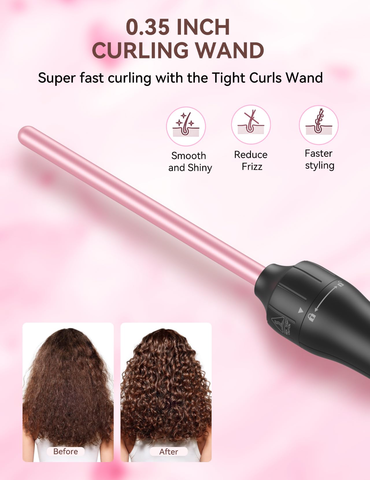 LANDOT 5-in-1 Curling Iron Wand Set: Hair Curler Set with Curling Thermal Brush 1-1/2 inch and 4 Interchangeable Ceramic Curling Wand (0.35”-1.25”) - Instant Heat Up Long Lasting Curls