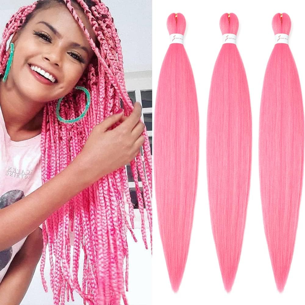 Braiding Hair Pre Stretched 24 Inch 8 Packs Ombre Braiding Hair Professional Soft Braiding Hair Yaki Texture, No Itch, Hot Water Setting Hair Extensions for Braids (24in,1B/30)