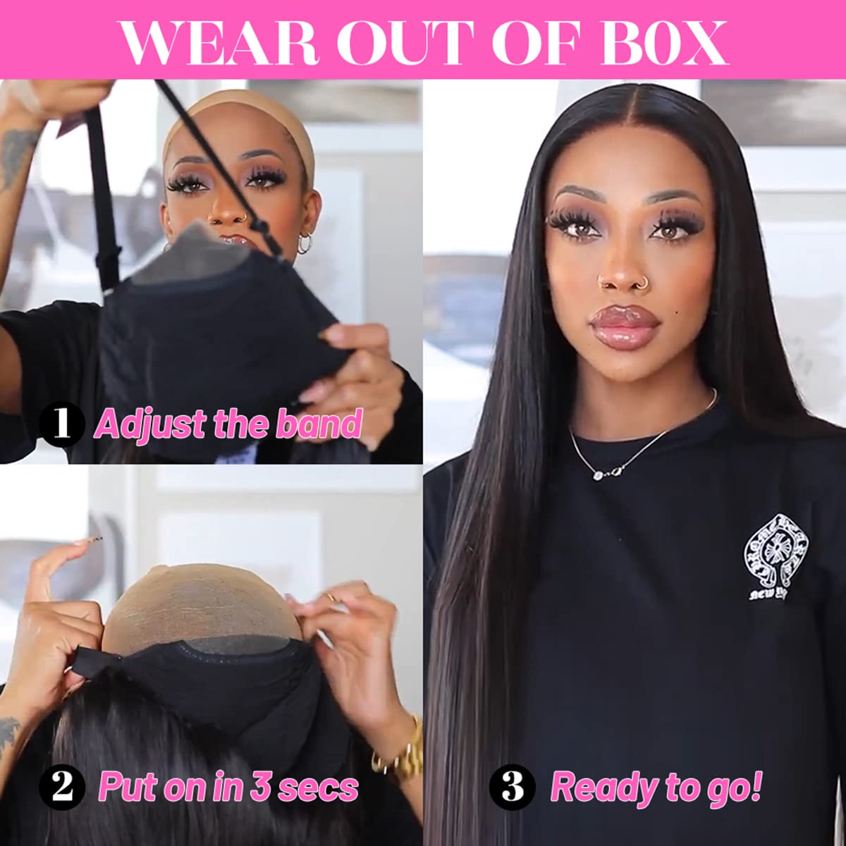 ISEE Wear & Go Glueless Wig Highlight Brown Wigs Silky Straight Pre-plucked 4x6 HD Transparent 4/27 Honey Blonde Lace Frontal Wigs 180% Density Colored Straight Human Hair Wigs for Women 28 Inch