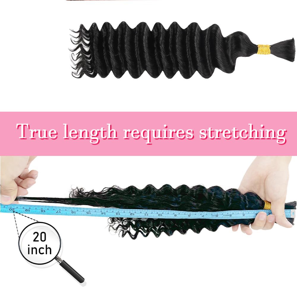 Human Braiding Hair 110g 3 Bundles 18 Inch Deep Wave Bulk Human Hair No Weft Brazilian Virgin Deep Curly Human Hair Extensions Wet and Wavy 99J Burgundy Braiding Hair for Micro Braids
