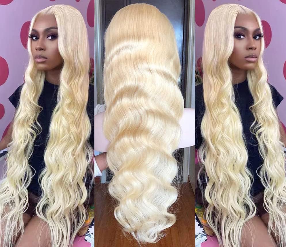 Arabella 613 Lace Front Wig Human Hair 300g-315g 13x4 Blonde Lace Front Wigs Human Hair 210% Density Body Wave 613 Frontal Wig Pre Plucked With Baby Hair (30inch, 613 13X4 body wave wig)