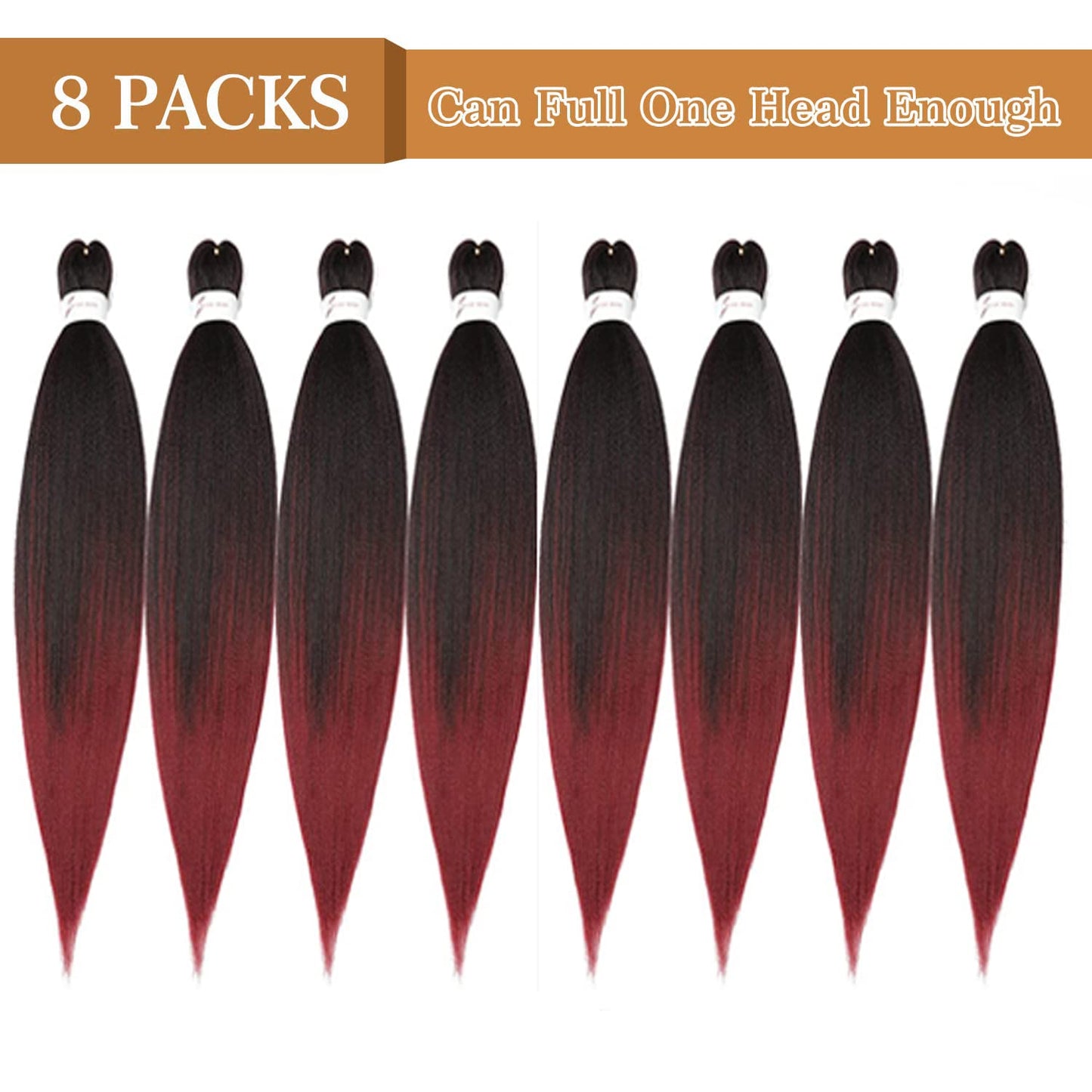 Braiding Hair Pre Stretched 24 Inch 8 Packs Ombre Braiding Hair Professional Soft Braiding Hair Yaki Texture, No Itch, Hot Water Setting Hair Extensions for Braids (24in,1B/30)