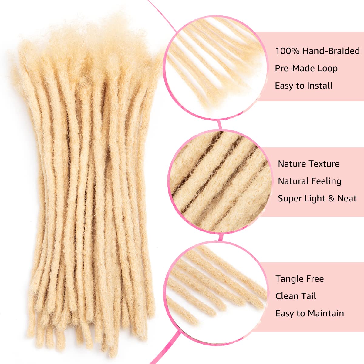 Teresa 0.8cm & 0.6cm & 0.4cm & 0.2cm Width 6-18 Inch 10, 20, 40, 70, 100 strands 100% Human Hair Dreadlock Extensions Men/Women,Full Handmade Permanent Human Loc Extensions Bundles(0.8cm,6 Inch)