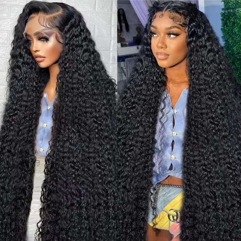 SHOWME 5x5 HD Lace Closure Glueless Wigs Human Hair Pre Plucked Brazilian Virgin Deep Wave Lace Front Wigs Human Hair 180% Density Closure Wig with Elastic Band Natural Hairline