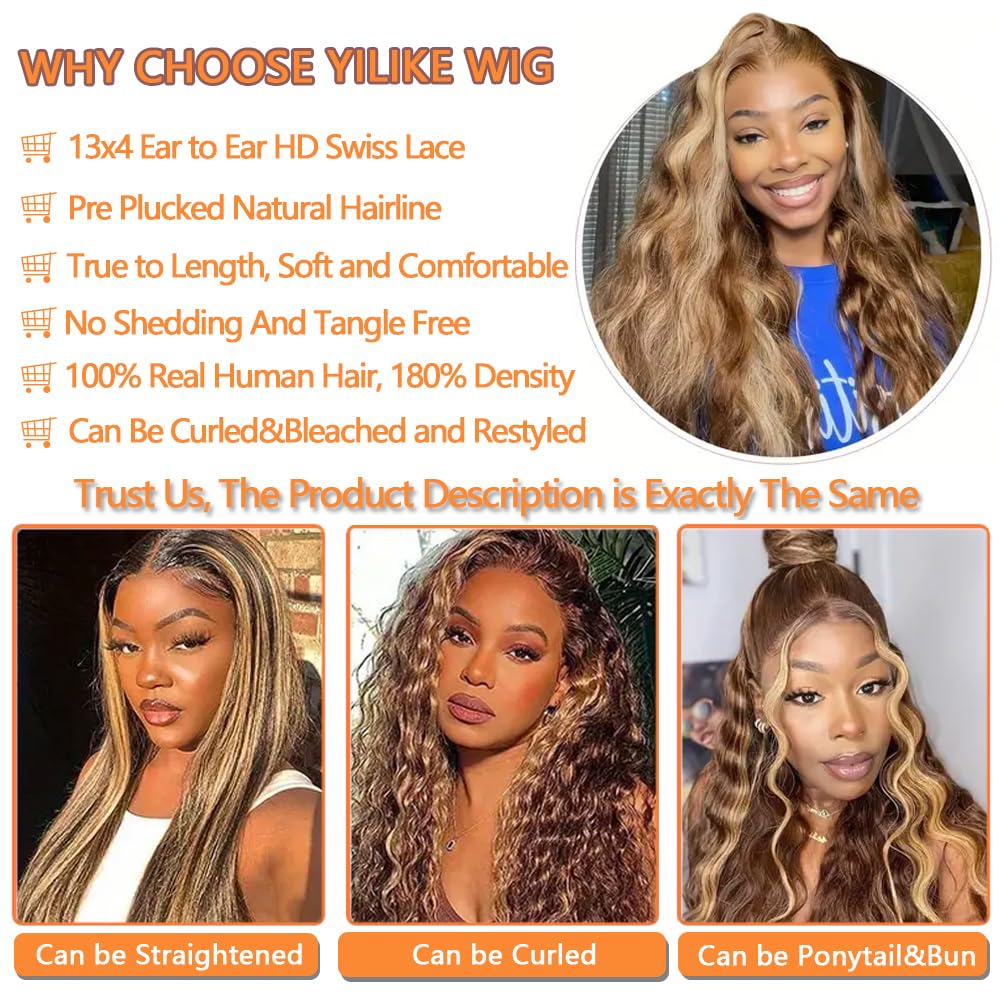 28 Inch 13x6 Lace Front Wigs Human Hair Pre Plucked Body Wave HD Lace Front Wigs Human Hair 180% Density Frontal Glueless Wigs Human Hair with Baby Hair