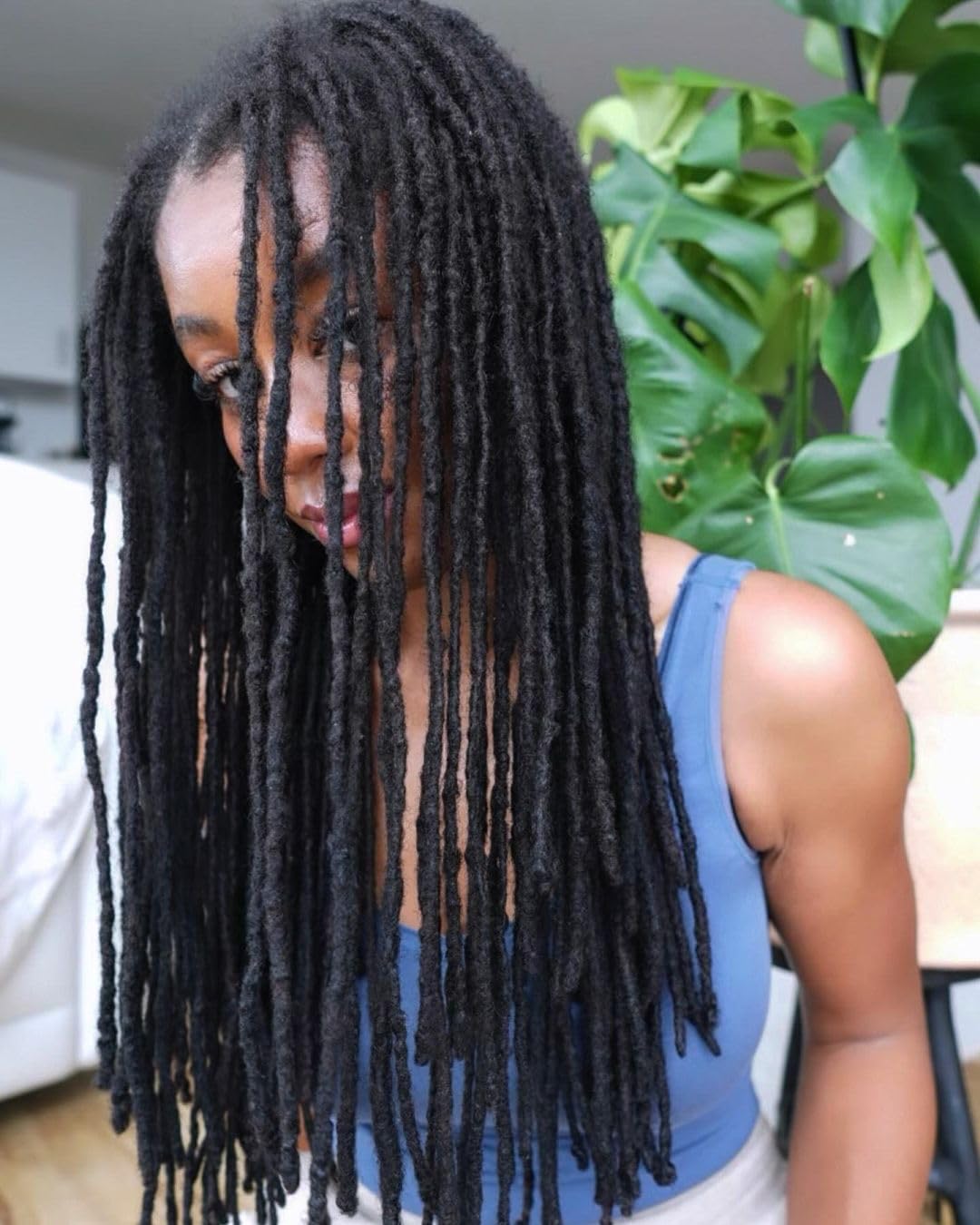 Dreadlock Extension Human Hair 8inch 0.8cm Width 100% Permanent Huamn Hair Loc Extension Can Be Dyed Bleached Curled Handmade Loc Extension for Men Women (30 Strands Natual Black)