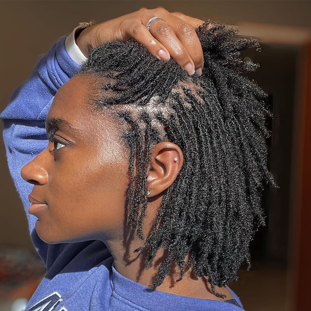 Dreadlock Extension Human Hair 8inch 0.8cm Width 100% Permanent Huamn Hair Loc Extension Can Be Dyed Bleached Curled Handmade Loc Extension for Men Women (30 Strands Natual Black)