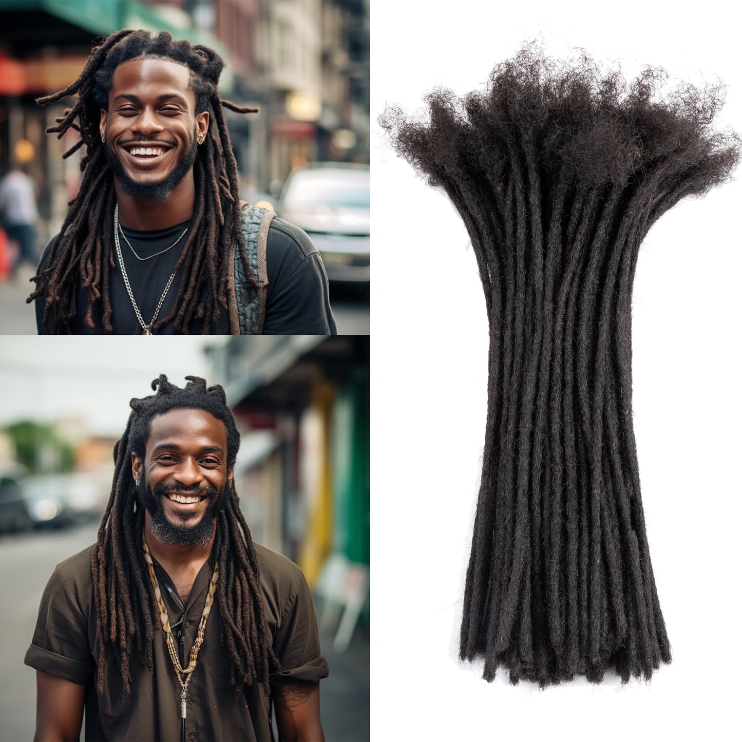 Teresa 0.8cm & 0.6cm & 0.4cm & 0.2cm Width 6-18 Inch 10, 20, 40, 70, 100 strands 100% Human Hair Dreadlock Extensions Men/Women,Full Handmade Permanent Human Loc Extensions Bundles(0.8cm,6 Inch)