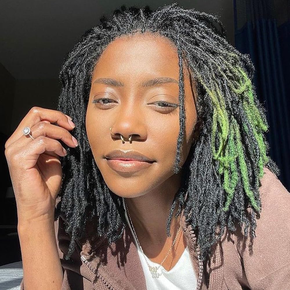 Dreadlock Extension Human Hair 8inch 0.8cm Width 100% Permanent Huamn Hair Loc Extension Can Be Dyed Bleached Curled Handmade Loc Extension for Men Women (30 Strands Natual Black)