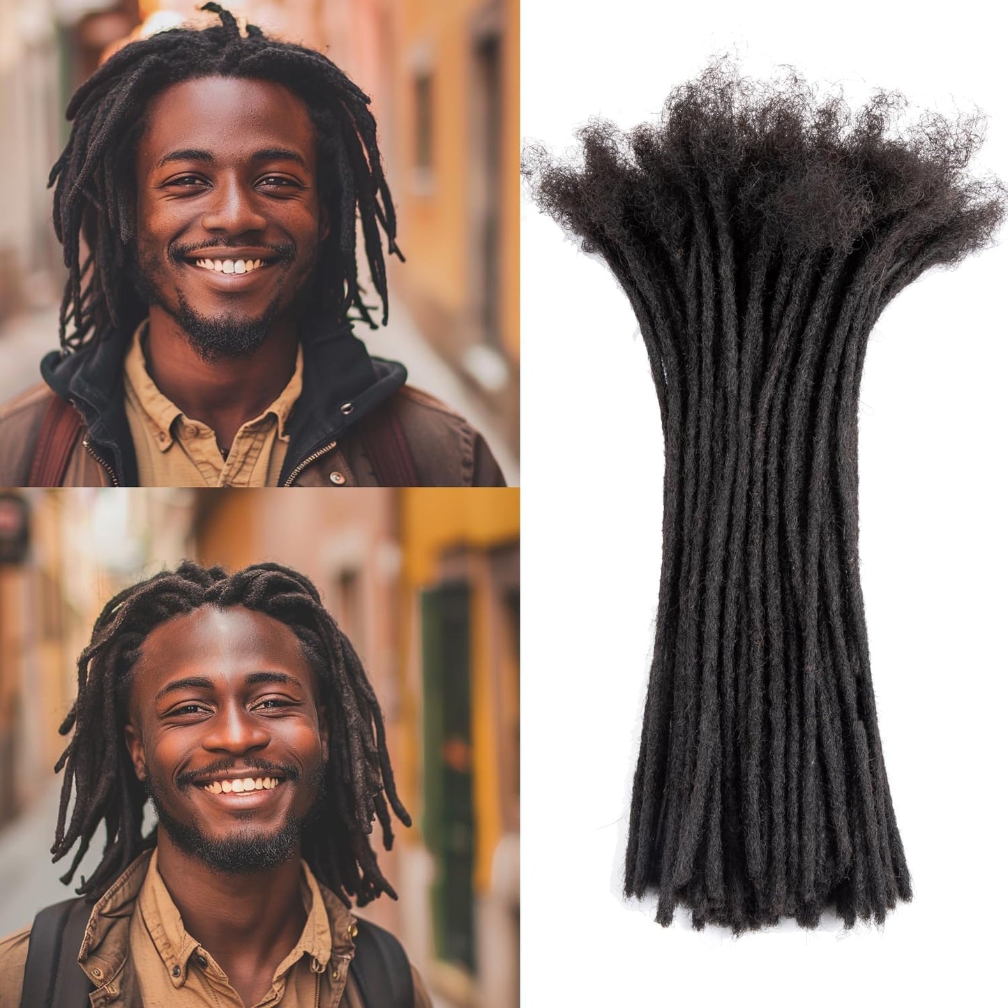 Teresa 0.8cm & 0.6cm & 0.4cm & 0.2cm Width 6-18 Inch 10, 20, 40, 70, 100 strands 100% Human Hair Dreadlock Extensions Men/Women,Full Handmade Permanent Human Loc Extensions Bundles(0.8cm,6 Inch)