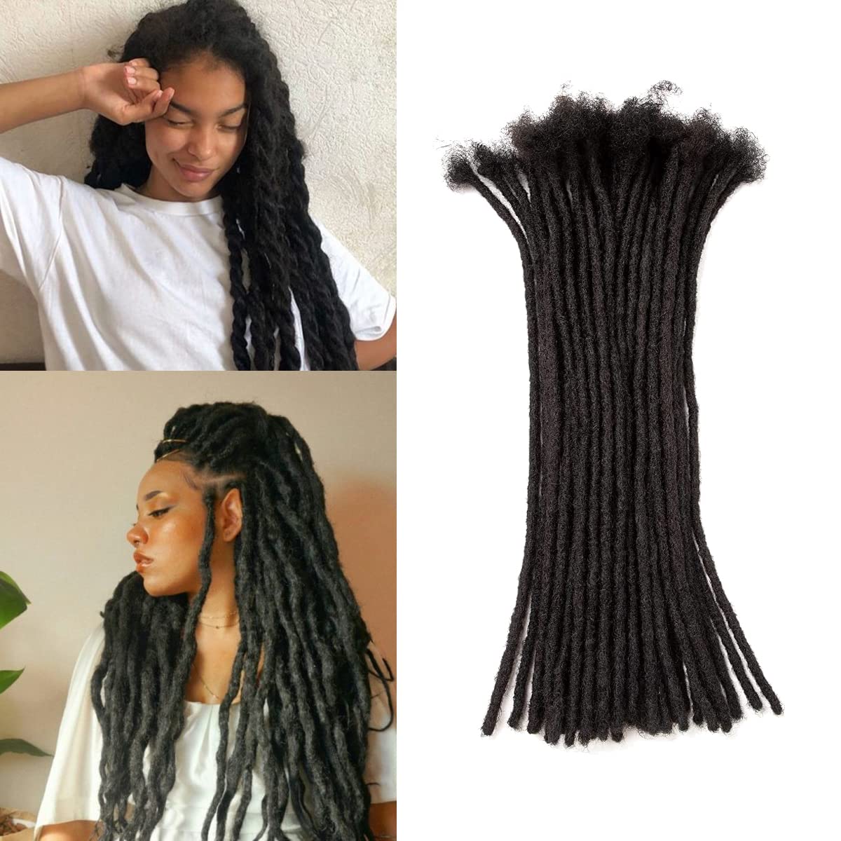 Teresa 0.8cm & 0.6cm & 0.4cm & 0.2cm Width 6-18 Inch 10, 20, 40, 70, 100 strands 100% Human Hair Dreadlock Extensions Men/Women,Full Handmade Permanent Human Loc Extensions Bundles(0.8cm,6 Inch)