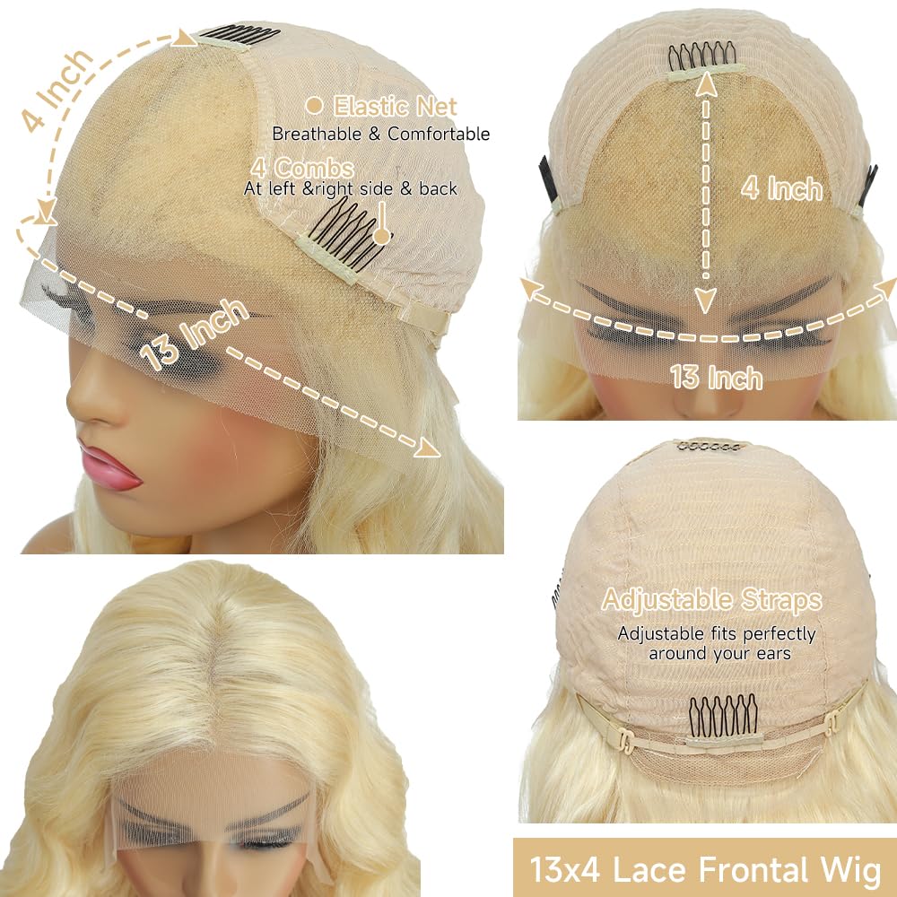 613 13x6 Lace Front Wig Human Hair 28 Inch Blonde Wig Human Hair 200% Density Body Wave HD Blonde Lace Front Wigs Human Hair Pre Plucked 613 Lace Front Wig Human Hair