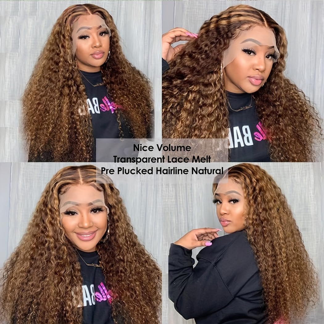 SHOWME 5x5 HD Lace Closure Glueless Wigs Human Hair Pre Plucked Brazilian Virgin Deep Wave Lace Front Wigs Human Hair 180% Density Closure Wig with Elastic Band Natural Hairline