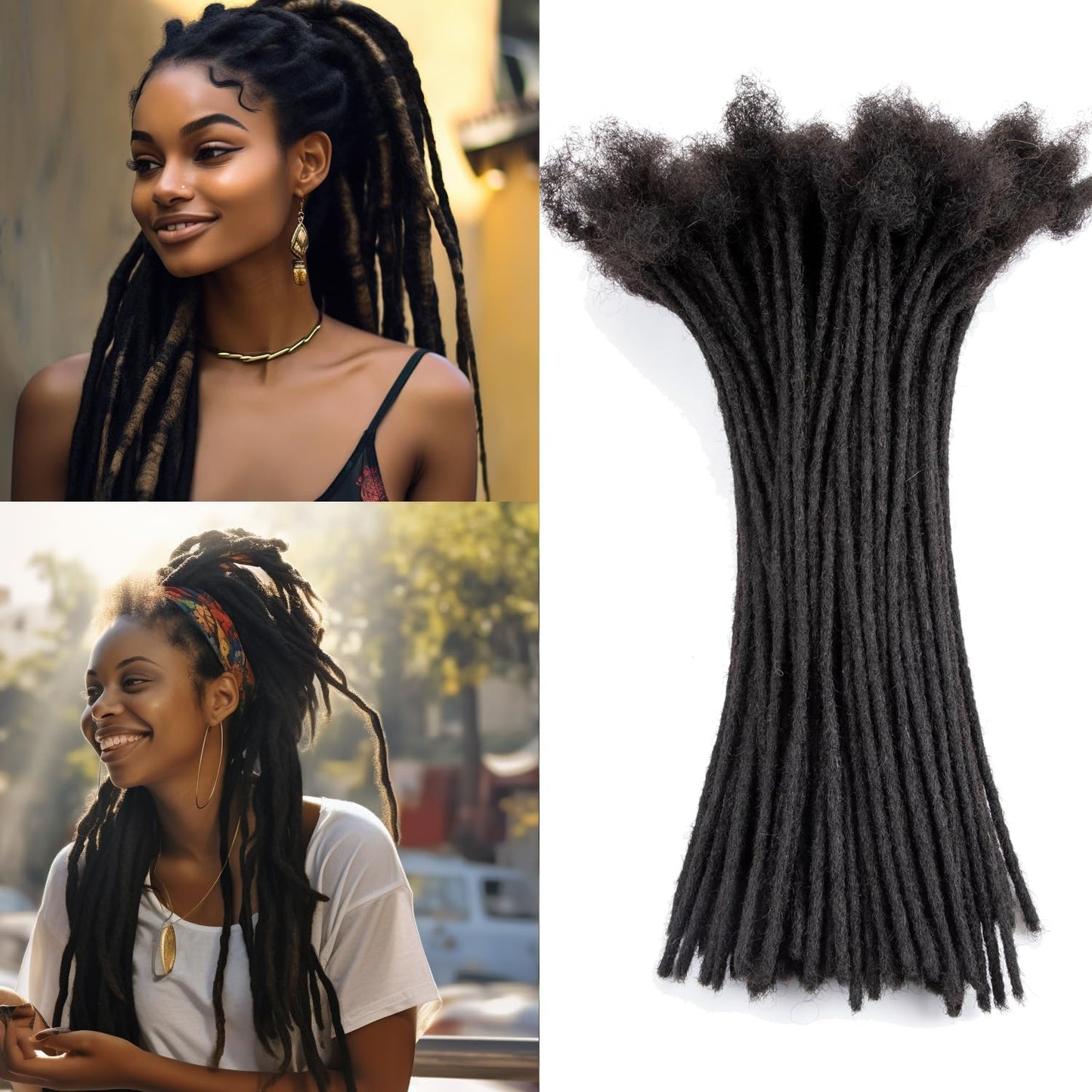 Teresa 0.8cm & 0.6cm & 0.4cm & 0.2cm Width 6-18 Inch 10, 20, 40, 70, 100 strands 100% Human Hair Dreadlock Extensions Men/Women,Full Handmade Permanent Human Loc Extensions Bundles(0.8cm,6 Inch)