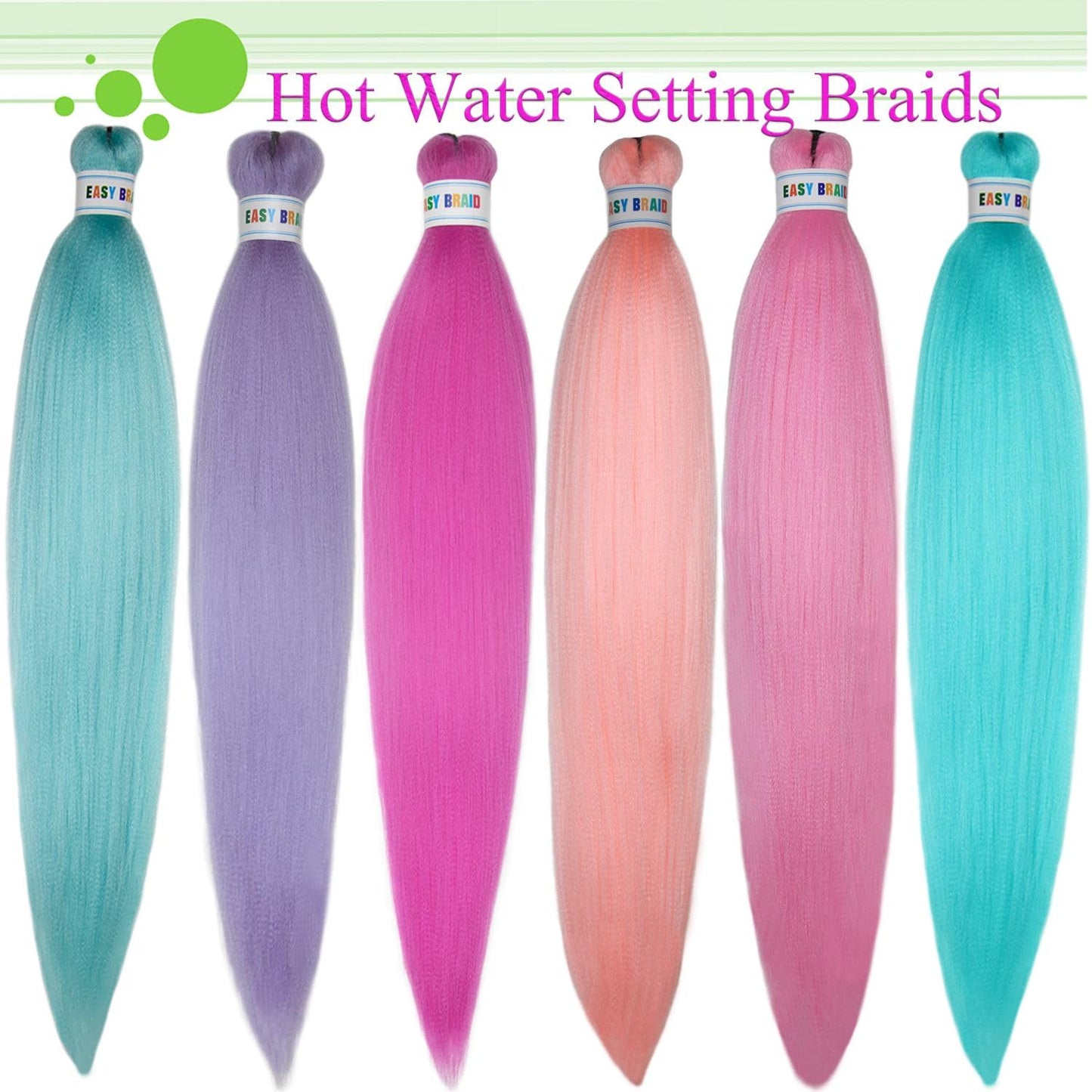 Colorful Braiding Hair Pre Stretched Colored Braiding Hair Extensions for Braids 26inch 6Pcs Knotless Braiding Hair Pre Stretched Rainbow Box Braiding Hair Pre Stretched