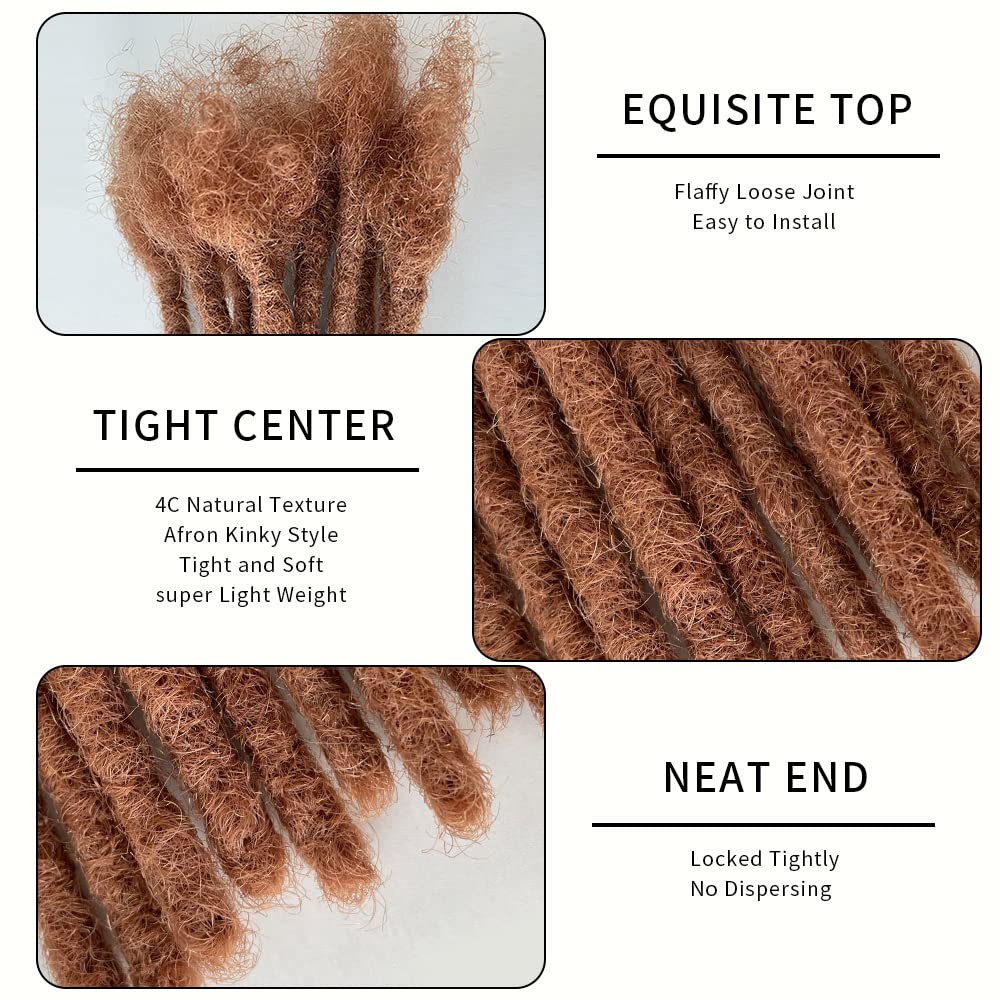 Dreadlock Extension Human Hair 8inch 0.8cm Width 100% Permanent Huamn Hair Loc Extension Can Be Dyed Bleached Curled Handmade Loc Extension for Men Women (30 Strands Natual Black)