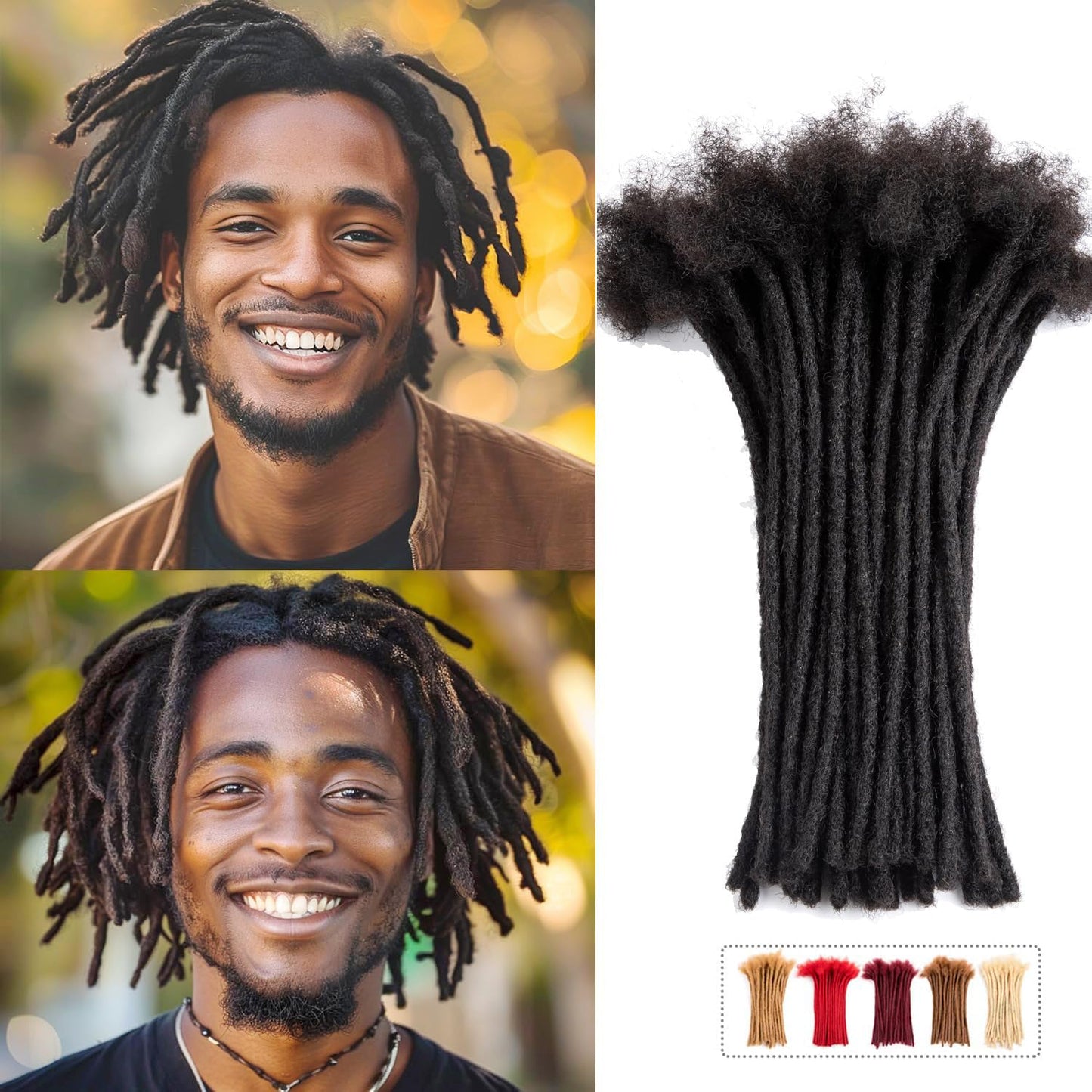 Teresa 0.8cm & 0.6cm & 0.4cm & 0.2cm Width 6-18 Inch 10, 20, 40, 70, 100 strands 100% Human Hair Dreadlock Extensions Men/Women,Full Handmade Permanent Human Loc Extensions Bundles(0.8cm,6 Inch)