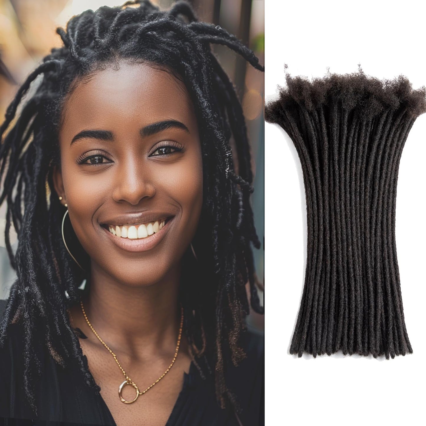 Teresa 0.8cm & 0.6cm & 0.4cm & 0.2cm Width 6-18 Inch 10, 20, 40, 70, 100 strands 100% Human Hair Dreadlock Extensions Men/Women,Full Handmade Permanent Human Loc Extensions Bundles(0.8cm,6 Inch)