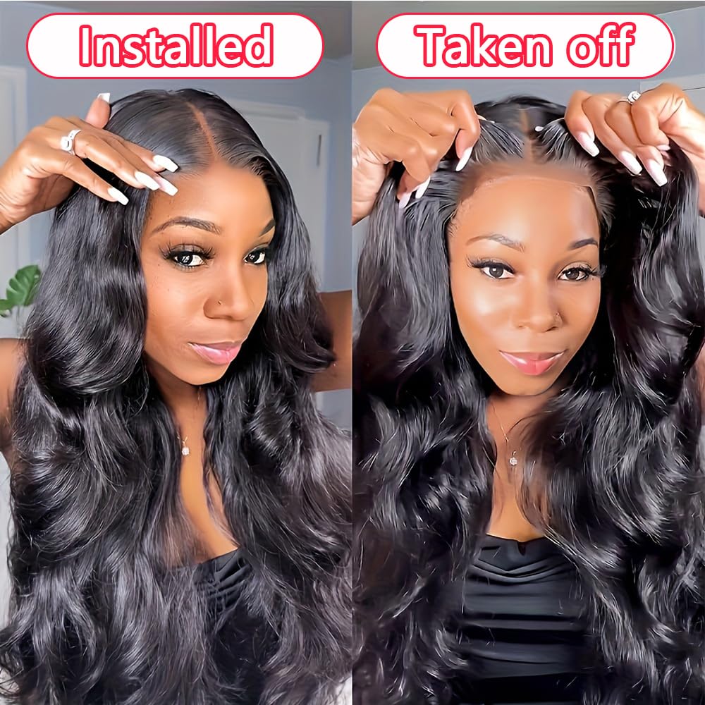 28 Inch 13x6 Lace Front Wigs Human Hair Pre Plucked Body Wave HD Lace Front Wigs Human Hair 180% Density Frontal Glueless Wigs Human Hair with Baby Hair