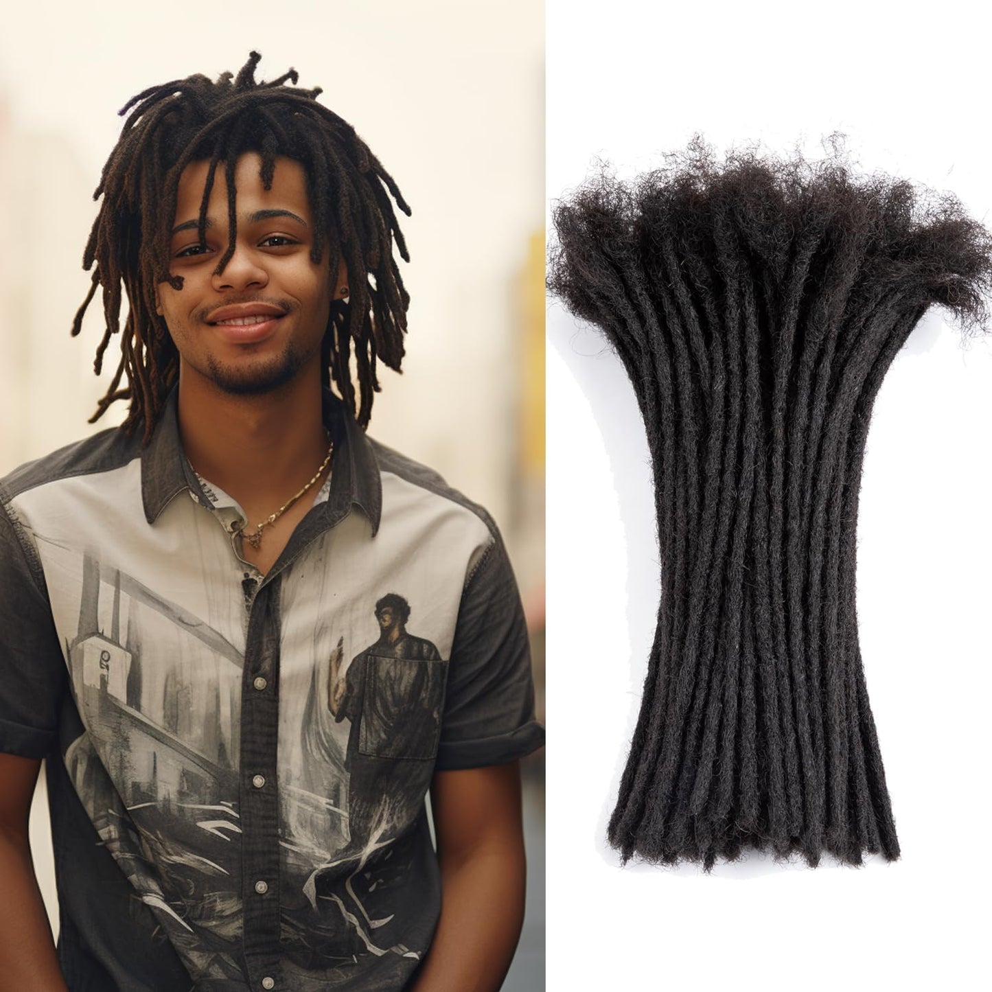 Teresa 0.8cm & 0.6cm & 0.4cm & 0.2cm Width 6-18 Inch 10, 20, 40, 70, 100 strands 100% Human Hair Dreadlock Extensions Men/Women,Full Handmade Permanent Human Loc Extensions Bundles(0.8cm,6 Inch)