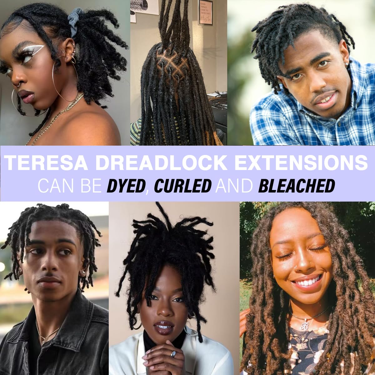 Teresa 0.8cm & 0.6cm & 0.4cm & 0.2cm Width 6-18 Inch 10, 20, 40, 70, 100 strands 100% Human Hair Dreadlock Extensions Men/Women,Full Handmade Permanent Human Loc Extensions Bundles(0.8cm,6 Inch)