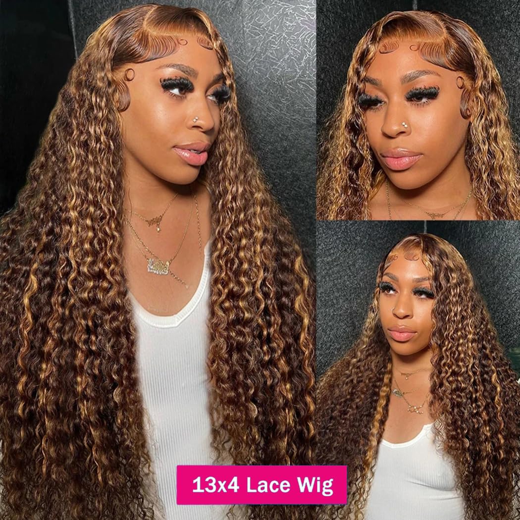 SHOWME 5x5 HD Lace Closure Glueless Wigs Human Hair Pre Plucked Brazilian Virgin Deep Wave Lace Front Wigs Human Hair 180% Density Closure Wig with Elastic Band Natural Hairline