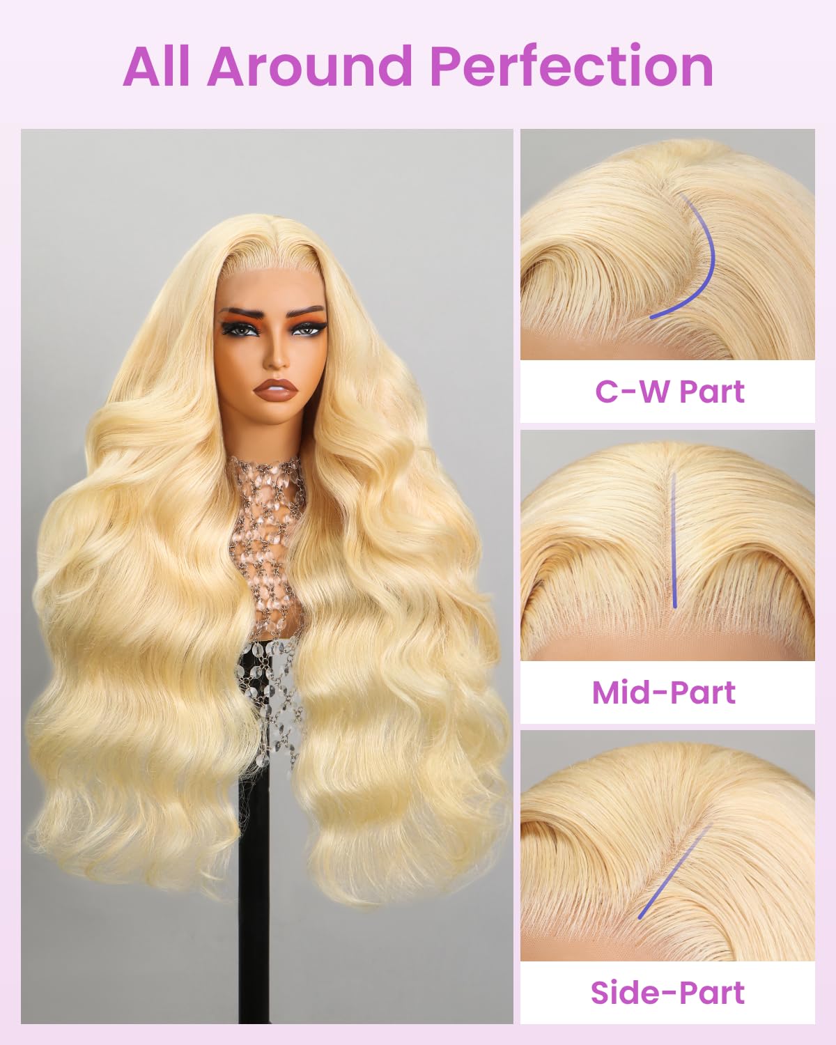 Arabella 613 Lace Front Wig Human Hair 300g-315g 13x4 Blonde Lace Front Wigs Human Hair 210% Density Body Wave 613 Frontal Wig Pre Plucked With Baby Hair (30inch, 613 13X4 body wave wig)
