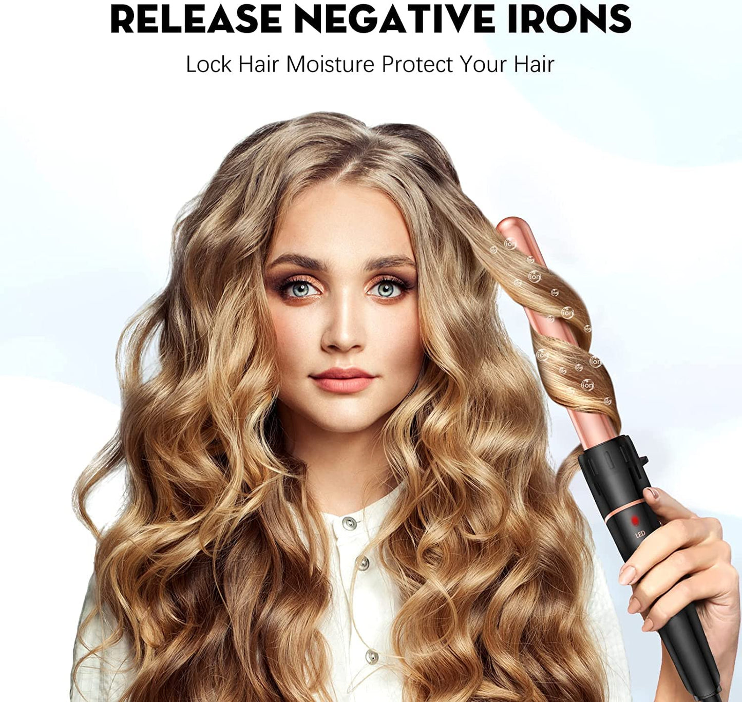 Long Barrel Curling Iron Wand Set, BESTOPE PRO 6 in 1 Curling Wand Set with Ceramic Barrel for Long/Medium Hair, 0.35"-1.25" Interchangeable Hair Wand Curler, Dual Voltage, Include Glove & Clips