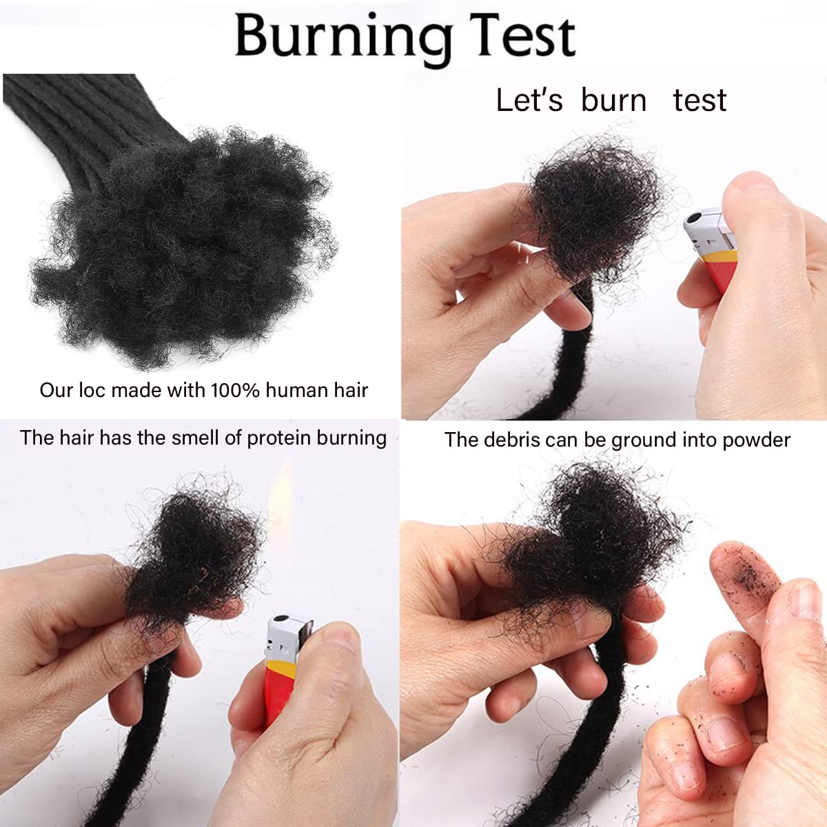 Dreadlock Extension Human Hair 8inch 0.8cm Width 100% Permanent Huamn Hair Loc Extension Can Be Dyed Bleached Curled Handmade Loc Extension for Men Women (30 Strands Natual Black)