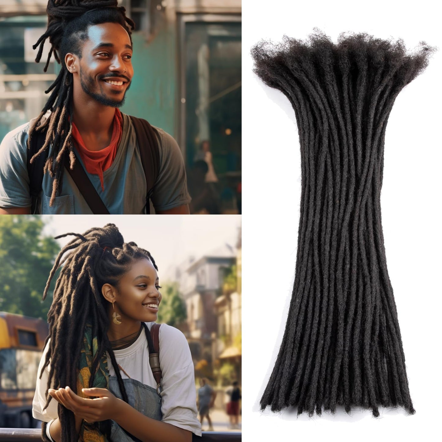 Teresa 0.8cm & 0.6cm & 0.4cm & 0.2cm Width 6-18 Inch 10, 20, 40, 70, 100 strands 100% Human Hair Dreadlock Extensions Men/Women,Full Handmade Permanent Human Loc Extensions Bundles(0.8cm,6 Inch)