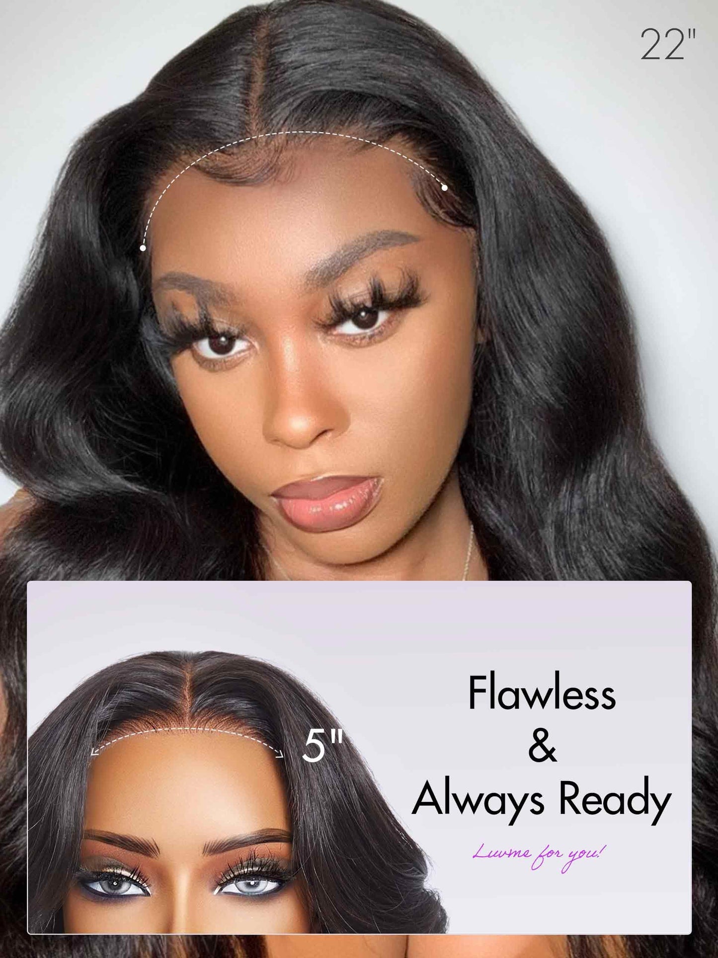 LUVME HAIR 5X5 Loose Body Wave Glueless Human Hair Wig Pre Cut Lace Front Wig Pre Plucked Ready to Go Black Wig For Women (16 Inch & Precut Lace)
