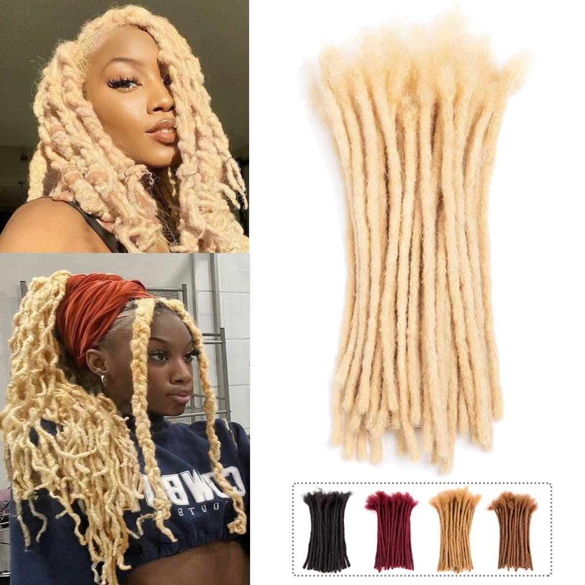 Teresa 0.8cm & 0.6cm & 0.4cm & 0.2cm Width 6-18 Inch 10, 20, 40, 70, 100 strands 100% Human Hair Dreadlock Extensions Men/Women,Full Handmade Permanent Human Loc Extensions Bundles(0.8cm,6 Inch)