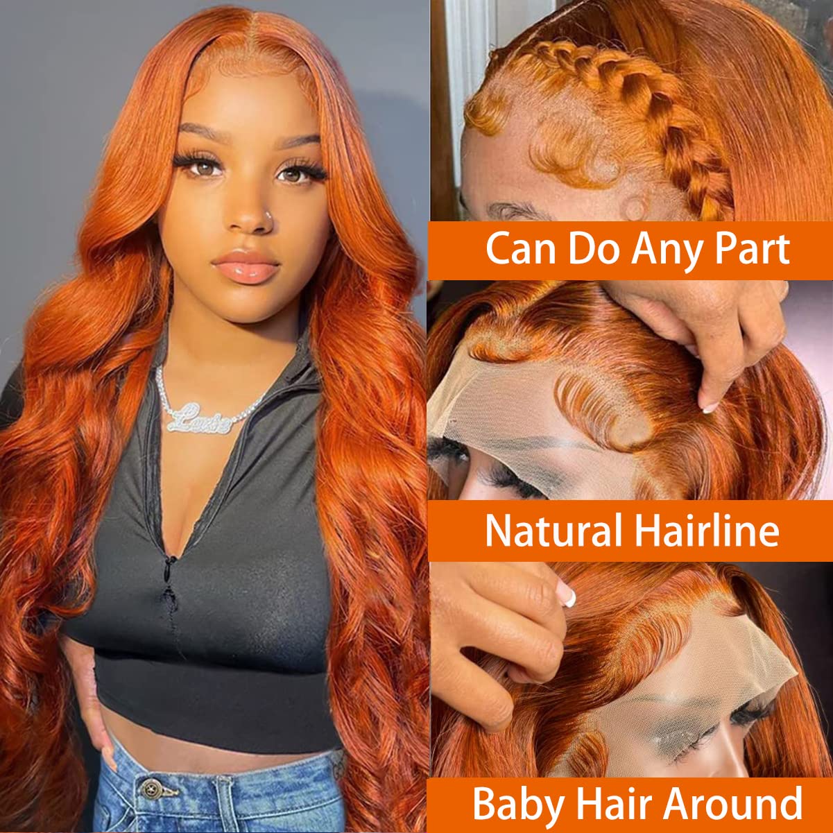 P4/350 Body Wave Lace Front Wigs Human Hair Brown Ginger Colored Wigs 13x4 HD Lace Frontal Highlight Ombre Wig Human Hair 180% Density P4/350 Colored Wigs Human Hair for Black Women 22Inch