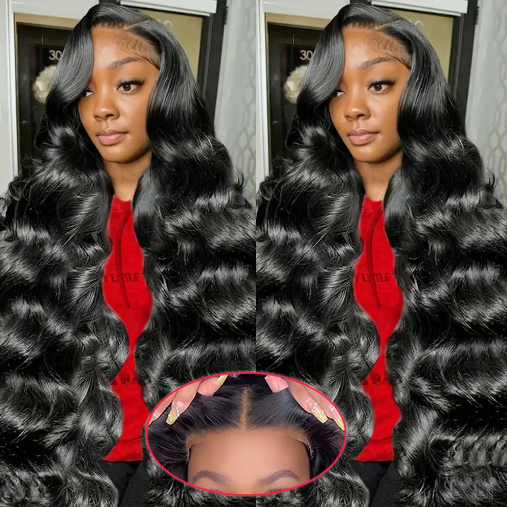 28 Inch 13x6 Lace Front Wigs Human Hair Pre Plucked Body Wave HD Lace Front Wigs Human Hair 180% Density Frontal Glueless Wigs Human Hair with Baby Hair