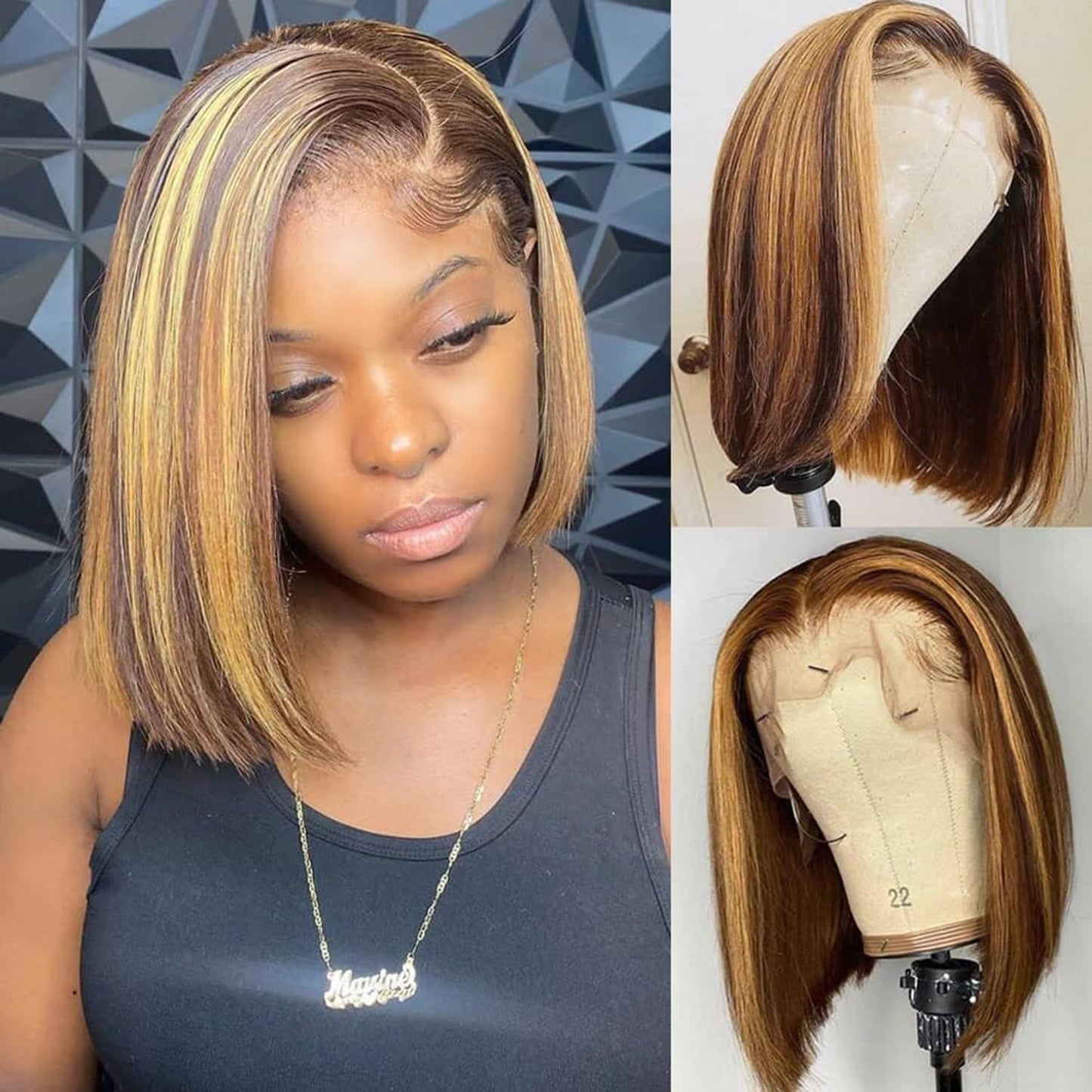 Bob Wig Human Hair 13x6 Lace Front Wigs Human Hair 180 Density Straight Frontal Wigs Human Hair HD Lace Wig Short Bob Wigs for Black Women Human Hair Glueless Wigs Pre Plucked Blunt Cut Wig 12 Inch