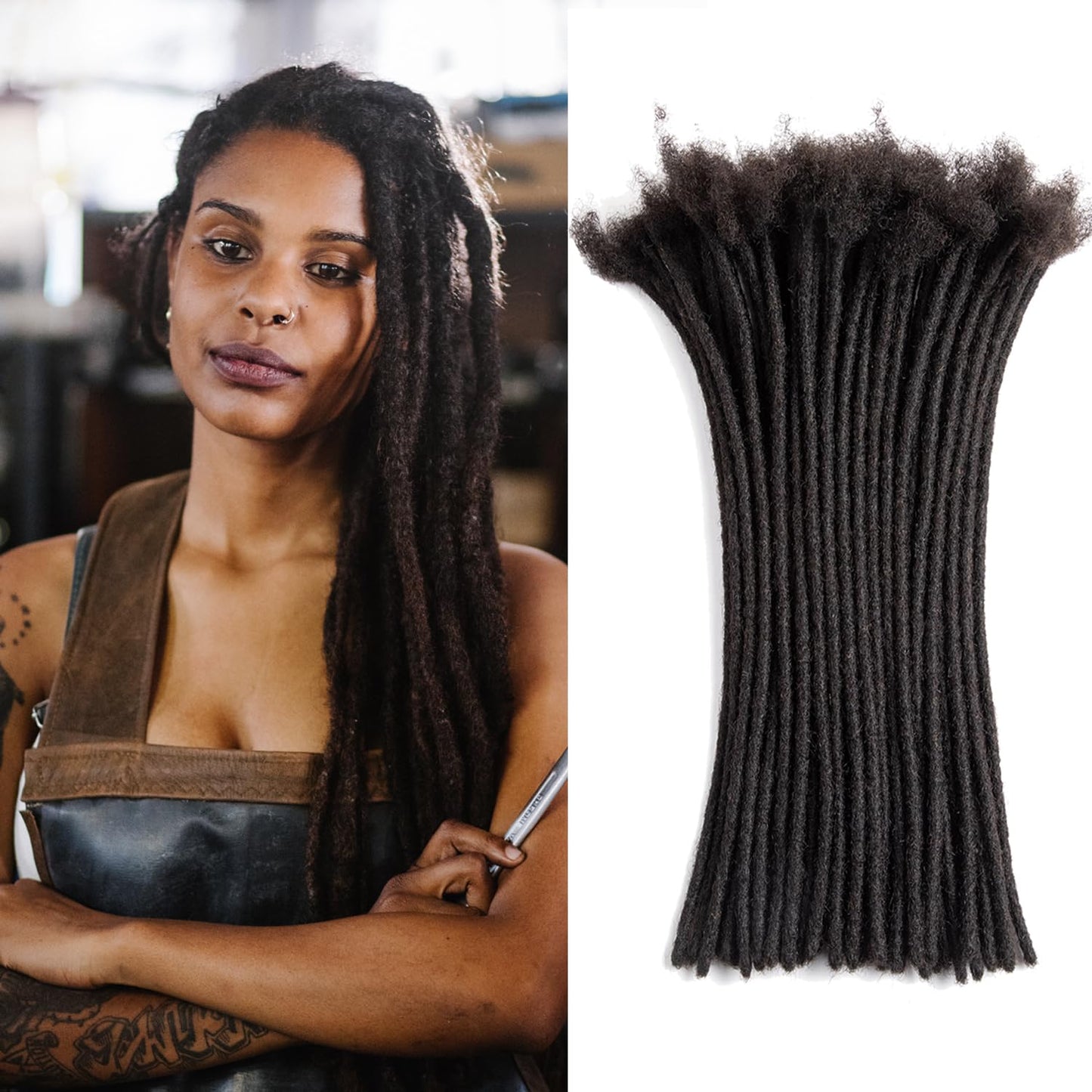 Teresa 0.8cm & 0.6cm & 0.4cm & 0.2cm Width 6-18 Inch 10, 20, 40, 70, 100 strands 100% Human Hair Dreadlock Extensions Men/Women,Full Handmade Permanent Human Loc Extensions Bundles(0.8cm,6 Inch)