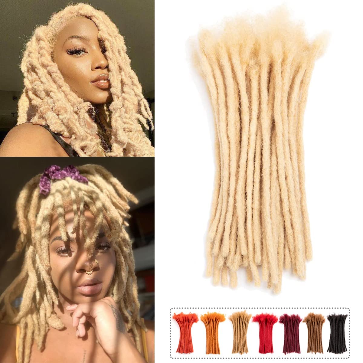 Teresa 0.8cm & 0.6cm & 0.4cm & 0.2cm Width 6-18 Inch 10, 20, 40, 70, 100 strands 100% Human Hair Dreadlock Extensions Men/Women,Full Handmade Permanent Human Loc Extensions Bundles(0.8cm,6 Inch)