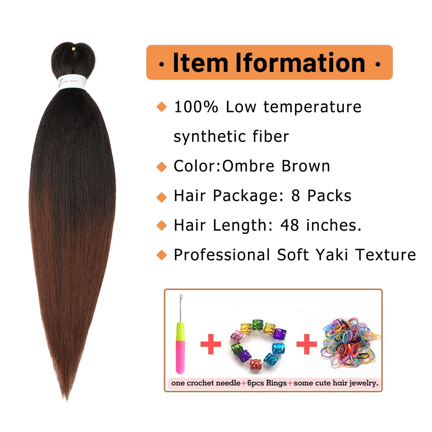 Braiding Hair Pre Stretched 24 Inch 8 Packs Ombre Braiding Hair Professional Soft Braiding Hair Yaki Texture, No Itch, Hot Water Setting Hair Extensions for Braids (24in,1B/30)