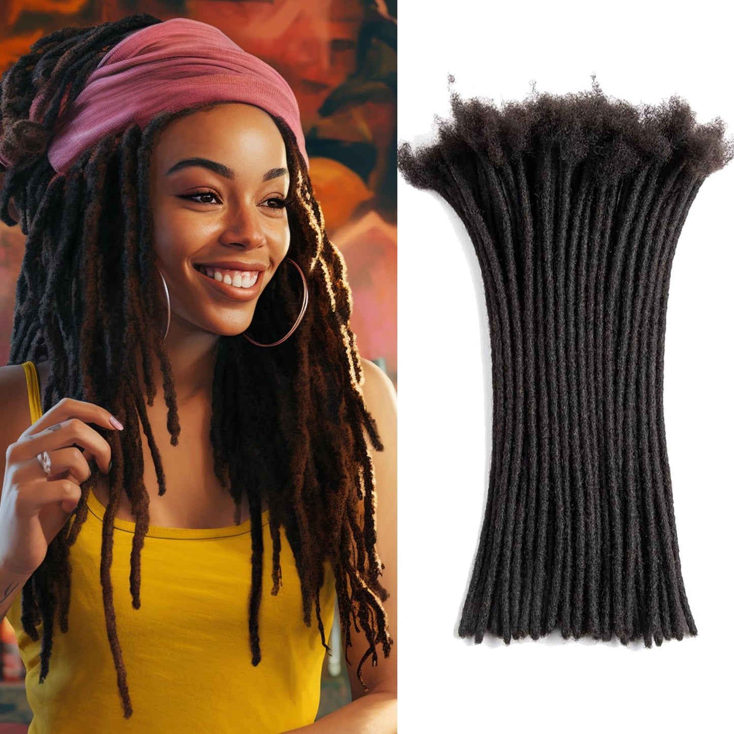 Teresa 0.8cm & 0.6cm & 0.4cm & 0.2cm Width 6-18 Inch 10, 20, 40, 70, 100 strands 100% Human Hair Dreadlock Extensions Men/Women,Full Handmade Permanent Human Loc Extensions Bundles(0.8cm,6 Inch)