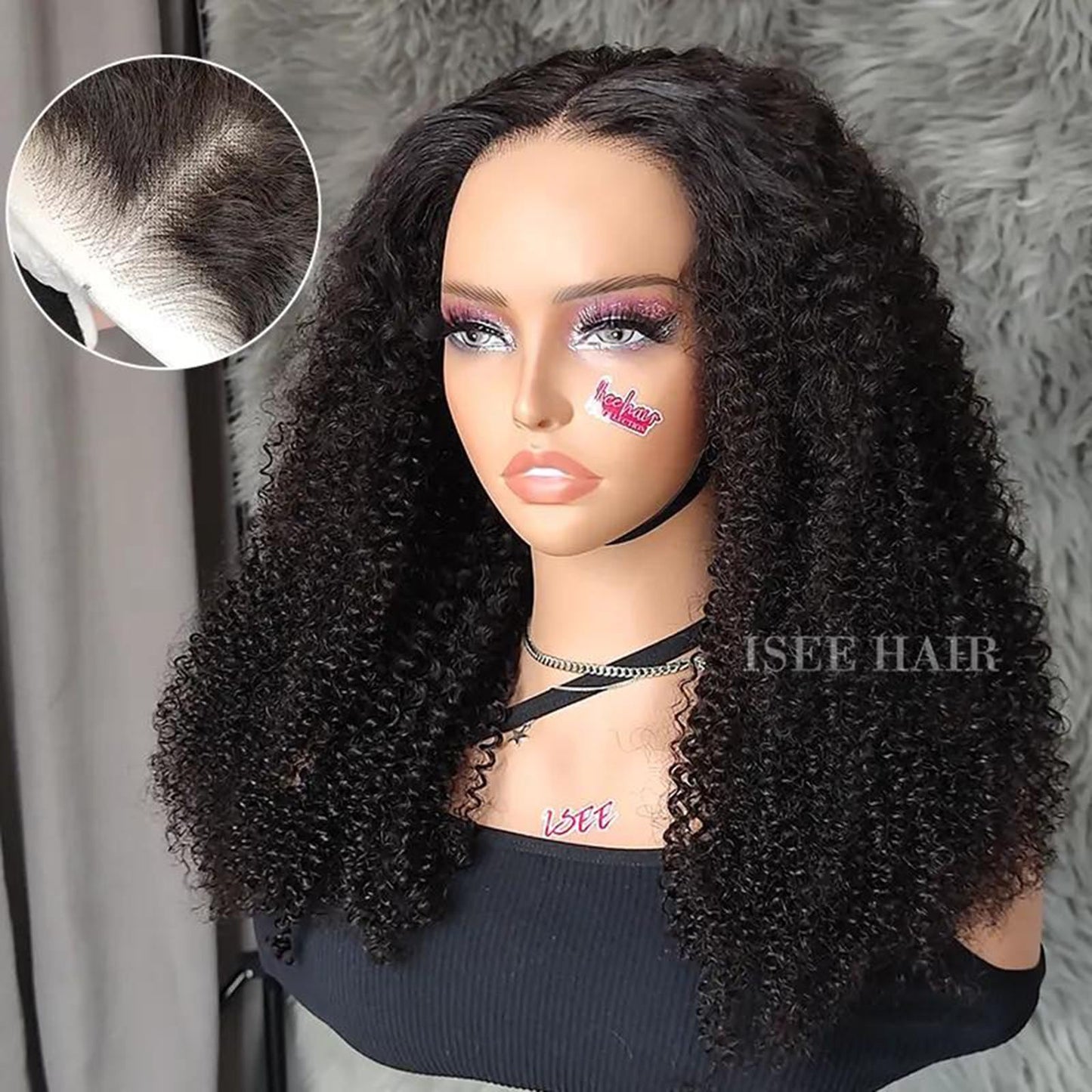ISEE Wear and Go Glueless Wig Afro Kinky Curly Lace Front Wigs Human Hair 6x4 HD Lace Afro Curly Wigs for Women Lace Pre Cut Glueless Wigs Human Hair Pre Plucked 20 Inch
