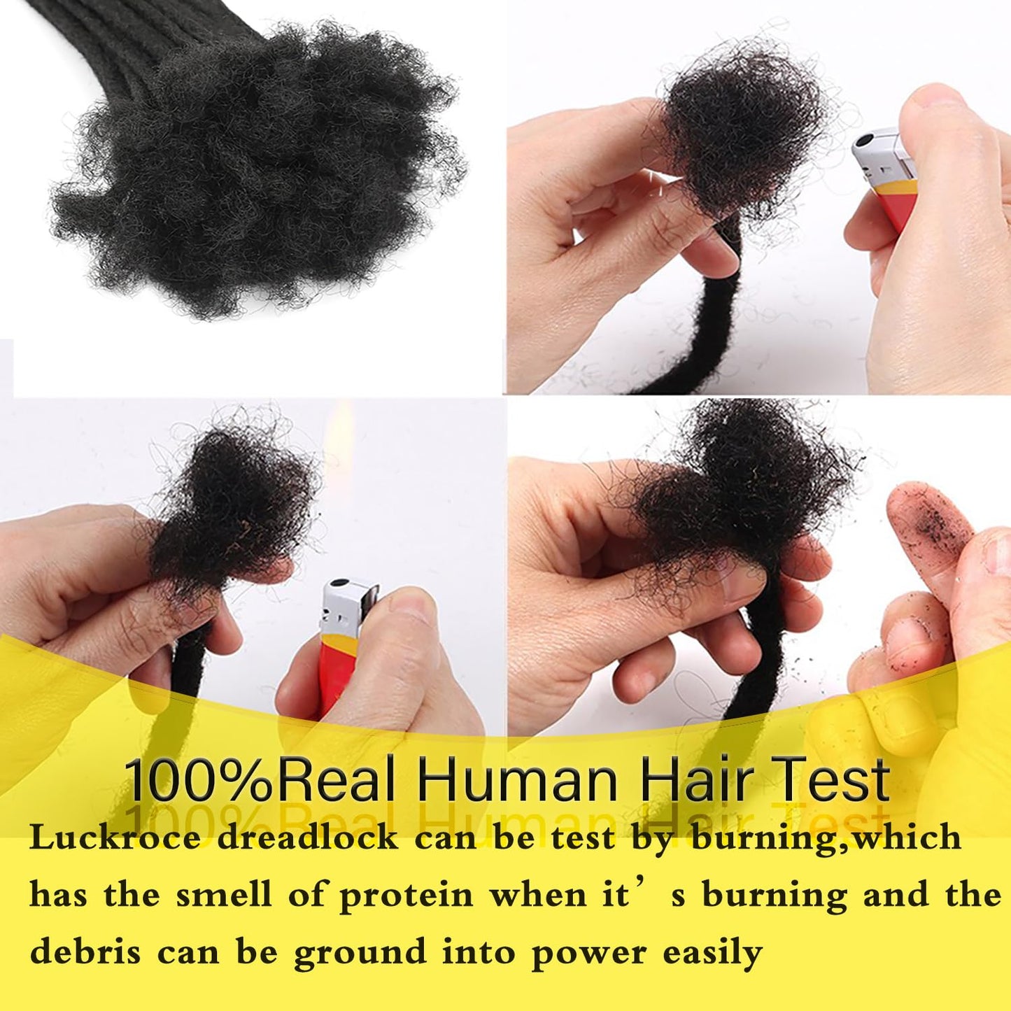 Dreadlock Extension Human Hair 8inch 0.8cm Width 100% Permanent Huamn Hair Loc Extension Can Be Dyed Bleached Curled Handmade Loc Extension for Men Women (30 Strands Natual Black)