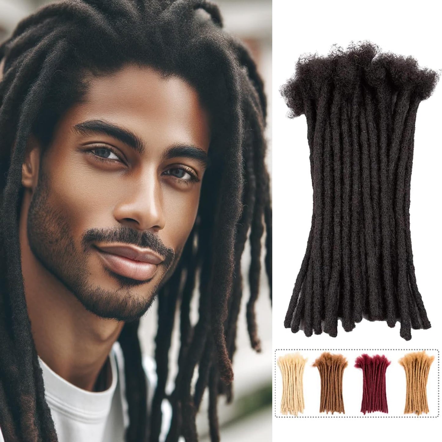 Teresa 0.8cm & 0.6cm & 0.4cm & 0.2cm Width 6-18 Inch 10, 20, 40, 70, 100 strands 100% Human Hair Dreadlock Extensions Men/Women,Full Handmade Permanent Human Loc Extensions Bundles(0.8cm,6 Inch)