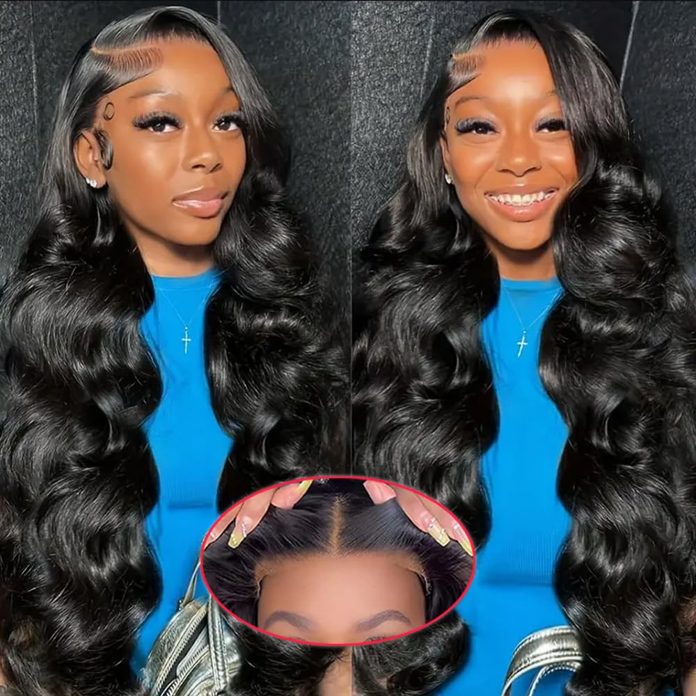 28 Inch 13x6 Lace Front Wigs Human Hair Pre Plucked Body Wave HD Lace Front Wigs Human Hair 180% Density Frontal Glueless Wigs Human Hair with Baby Hair